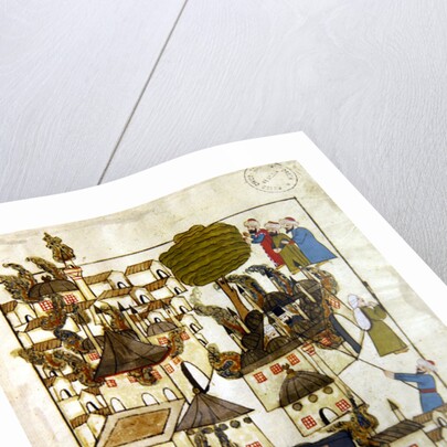 Ms. cicogna 1971, miniature from the 'Memorie Turchesche' depicting the great fire at Constantinople in 1660 by Venetian School