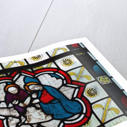 Stained glass window, detail of a Nativity scene, 14th century by Anonymous