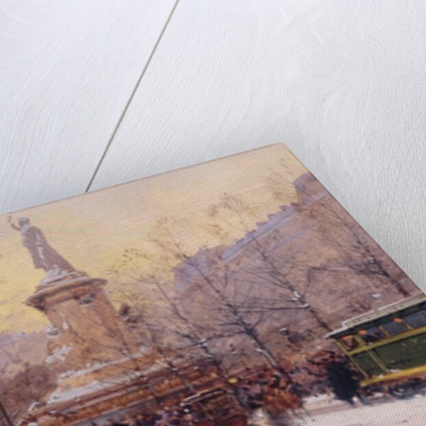 Winter Paris street scene by Eugene Galien-Laloue