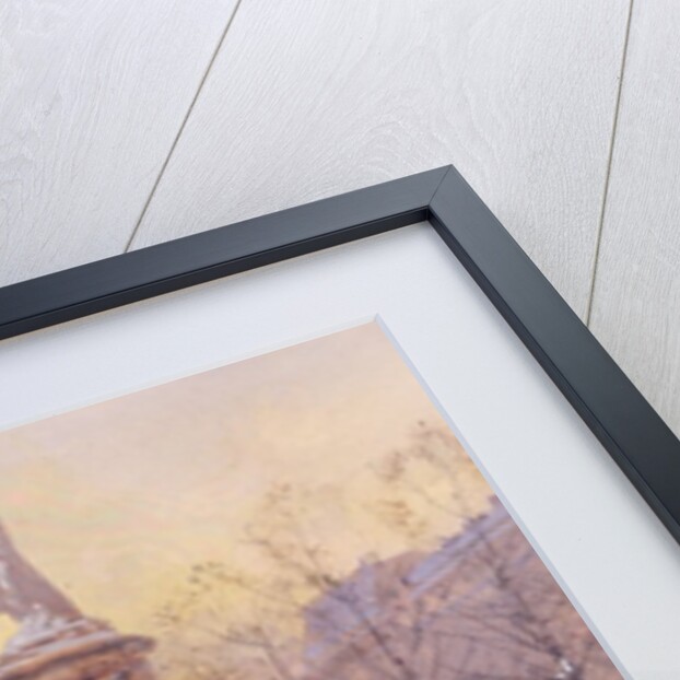 Winter Paris street scene by Eugene Galien-Laloue