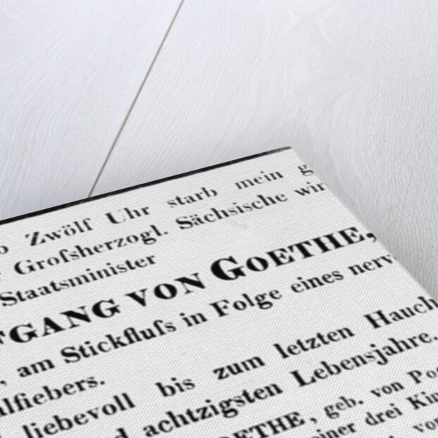 Johann Wolfgang von Goethe's Death Notice, 1832 by Johann Wolfgang von Goethe