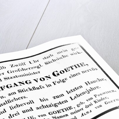 Johann Wolfgang von Goethe's Death Notice, 1832 by Johann Wolfgang von Goethe