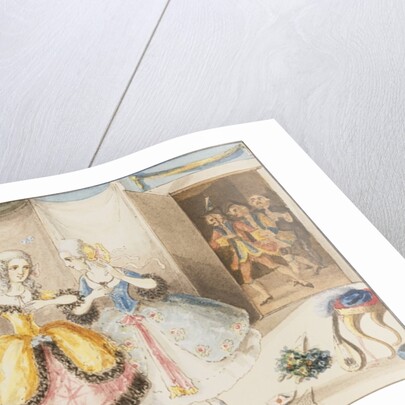 Fiordiligi and Dorabella watched from the doorway by Don Alfonso, Ferrando and Guglielmo by Johann Peter Lyser