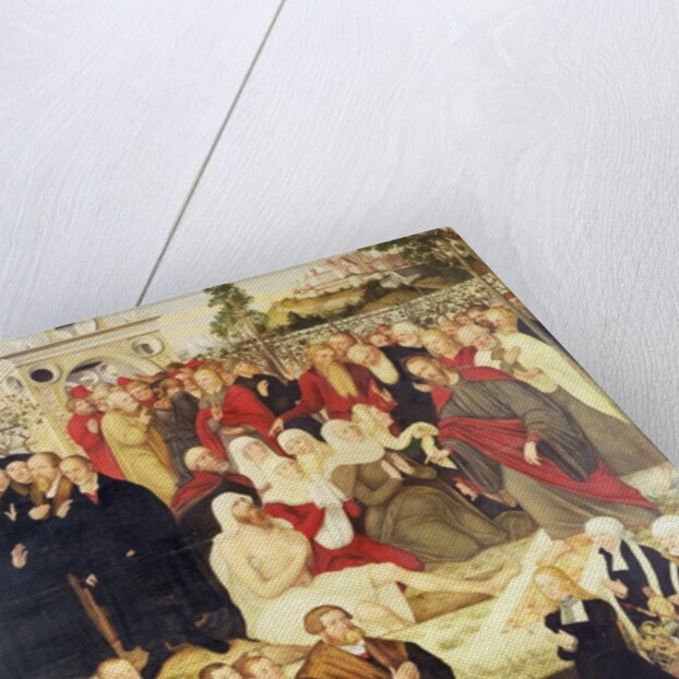 Reformers' group at a miracle by Lucas the Younger (after) Cranach