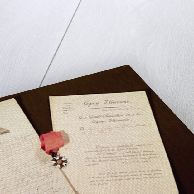 The documents and medal from Francois Becherel's appointment as knight of the Legion of Honour on 17th July 1802 by French School
