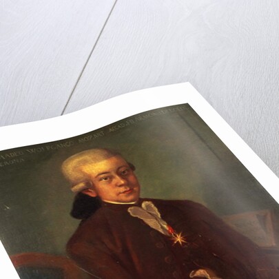 Portrait of Wolfgang Amadeus Mozart wearing the Order of the Golden Spur, 1777 by Austrian School