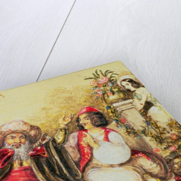 Pedrillo plying Osmin with drink, while Blonda waits in the background by Austrian School