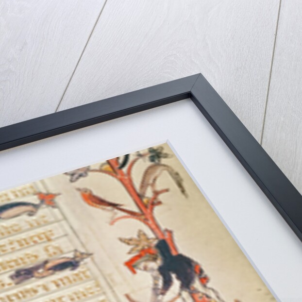 Illustration from a psalter, depicting various figures, a spoonbill, sheep, centaurs and Reynard the Fox by School English