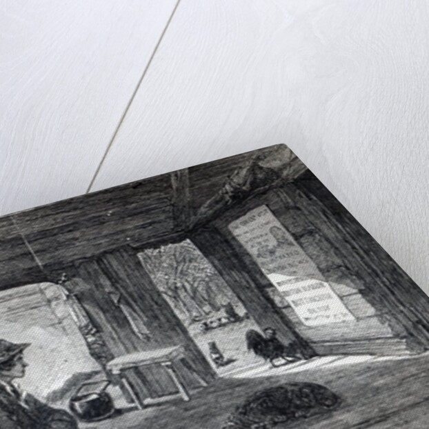 Interior of a settler's hut in Australia by English School