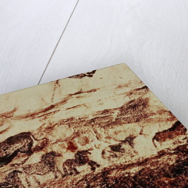 Rock painting of a leaping cow and a frieze of small horses, c.17000 BC by Prehistoric Prehistoric