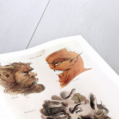 Heads of Evil Demons: Theumis, Asmodeus and The Incubus, illustrations from 'The Magus', pub. 1801 by Francis Barrett