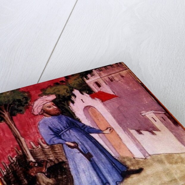 Allegorical illustration showing an Arab unlocking the gate of Knowledge, reputedly written and illuminated by Nicolas Flamel by Anonymous