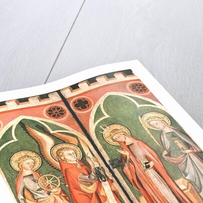 Annunciation with S.S. Barbara and Katherine, 1310-40 by School of Cologne