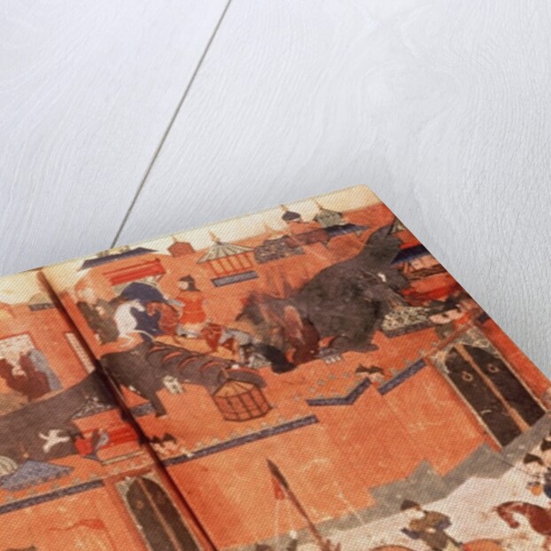 Mongols under the leadership of Hulagu Khan storming and capturing Baghdad in 1258 by Persian School