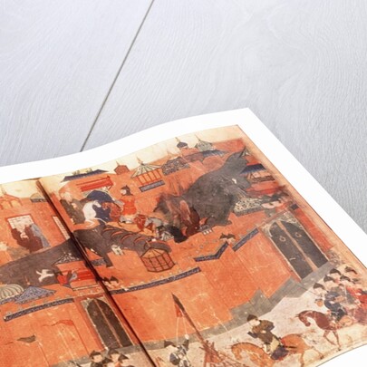 Mongols under the leadership of Hulagu Khan storming and capturing Baghdad in 1258 by Persian School