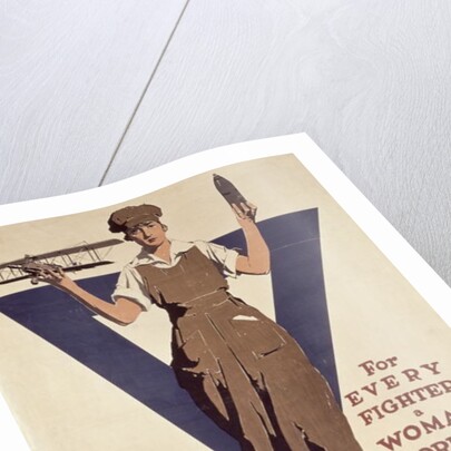 For Every Fighter a Woman Worker, 1st World War YWCA propaganda poster by Adolph Treidler