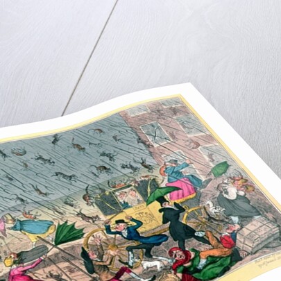 Very Unpleasant Weather, or the Old Saying verified 'Raining Cats, Dogs and Pitchforks!', pub. by G. Humphrey, 1820 by George Cruikshank