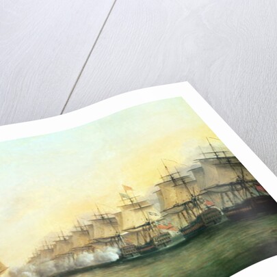 The fourth action off Trincomalee between the English under Admiral Sir Edward Hughes and the French under M. de Suffren, 1782 by Dominic Serres