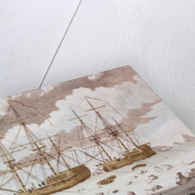 The Racehorse and the Carcass, under the command of Constantine John Phipps, Lord Mulgrave, stuck in ice at Spitzbergen on their voyage to find a northern route to India by Anonymous