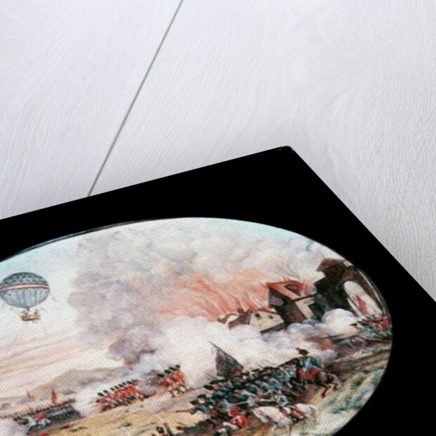 The French observation balloon 'L'Entreprenant' hovering above the Battle of Fleurus, 1794 by French School