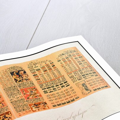 Copy of a fragment of the Dresden Codex showing Mayan astronomical calculations by School Mexican