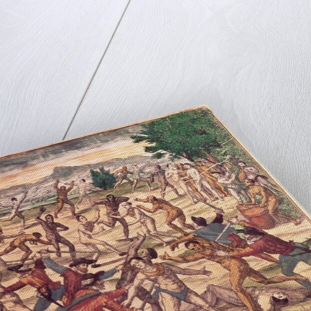 Pedro de Alvarado and his soldiers massacring the Aztecs, c.1520 by Theodor de Bry