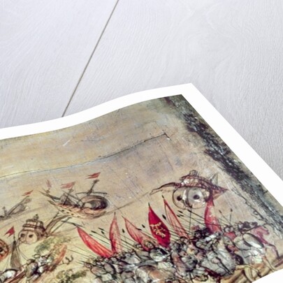 Cortes sinking his fleet off the coast of Mexico, 1518 by Spanish School