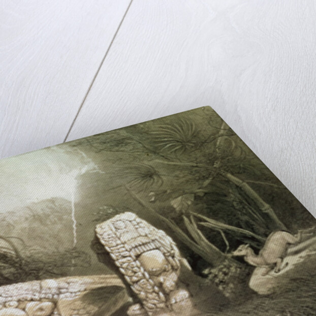 Broken Mayan idol at Copan, Guatemala by Frederick Catherwood