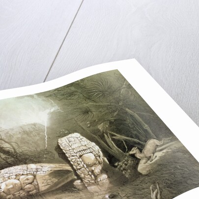 Broken Mayan idol at Copan, Guatemala by Frederick Catherwood