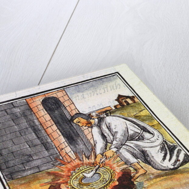 A European engaged in making a reliquary by Spanish School