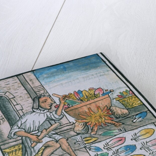 Ms Palat. 218-220 Aztec artisans dyeing feathers by Spanish School