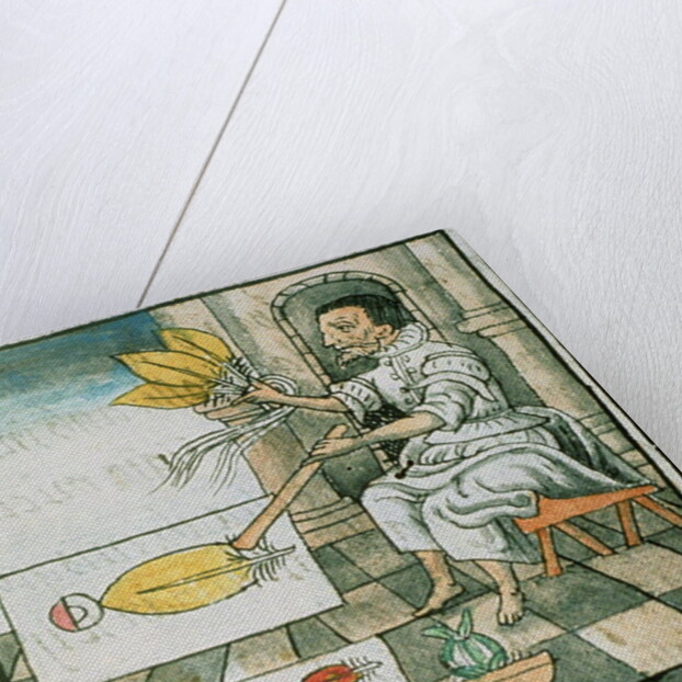 Ms Palat 218-220 Book IX An Aztec feather artisan by Spanish School