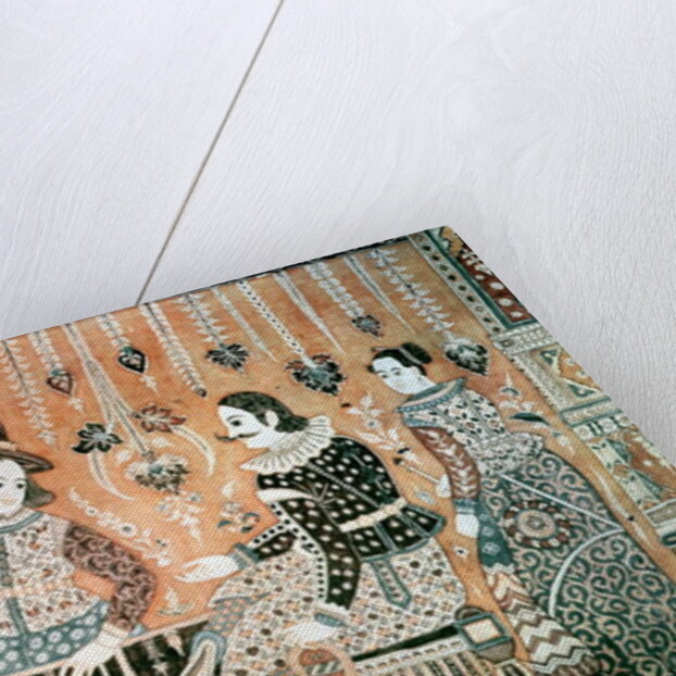 Wall hanging showing early traders to India, Indian, late 16th century by Anonymous