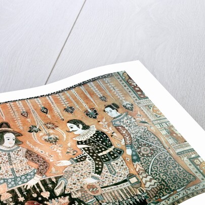 Wall hanging showing early traders to India, Indian, late 16th century by Anonymous