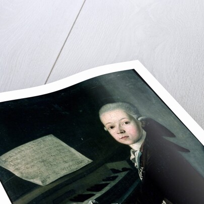 Portrait of Carl Graf Firmian at the piano, formerly thought to be Wolfgang Amadeus Mozart by Franz Thaddaus Helbling