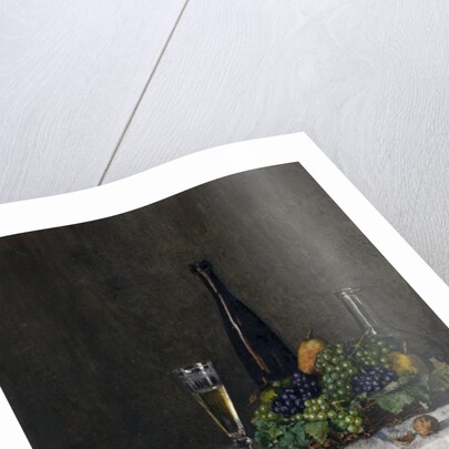 Still Life with Basket of Grapes, Walnuts and Knife, 1863 by Leon Bonvin