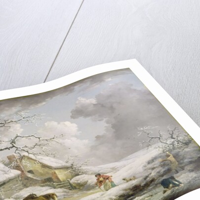 Winter Landscape with Men Snowballing an Old Woman, 1790 by George Morland