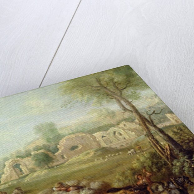 Haycart Passing a Ruined Abbey by John Wootton