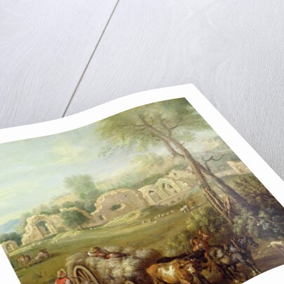 Haycart Passing a Ruined Abbey by John Wootton
