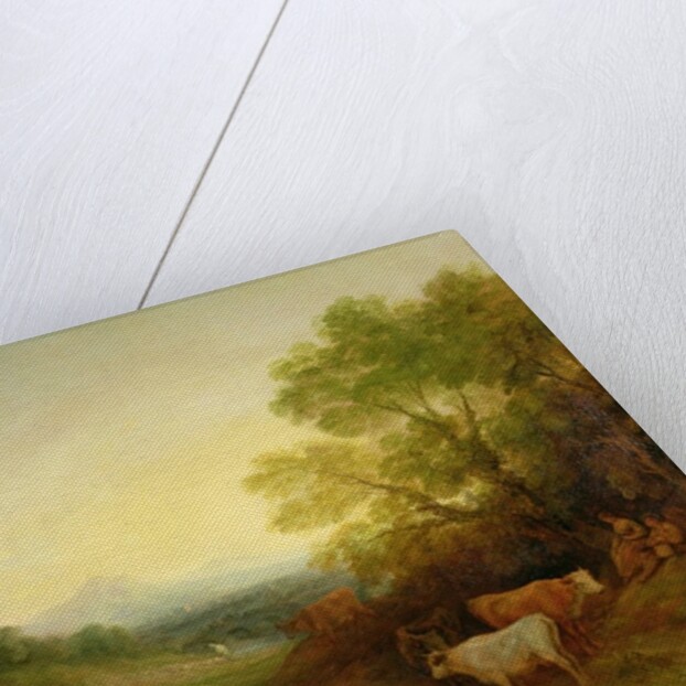 A Landscape with Cattle and Figures by a Stream and a Distant Bridge, c.1772-4 by Thomas Gainsborough