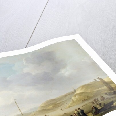 The Coast Near Scheveningen with Fishing Pinks on the Shore by Charles Brooking