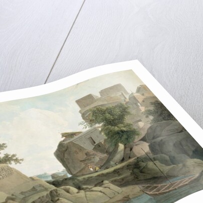 Fakir's Rock at Sultanganj, on the River Ganges, India, c.1790 by Thomas & William (1769-1837) Daniell