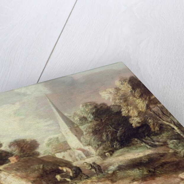 Landscape with a Church, Cottage, Villagers and Animals, c.1771-2 by Thomas Gainsborough