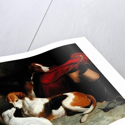 A Couple of Lord Henry Bentinck's Foxhounds with a Terrier, c.1845 by William Barraud