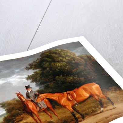 A Groom Mounted on a Chestnut Hunter, He Holds a Bay Hunter by the Reins by Jacques-Laurent Agasse