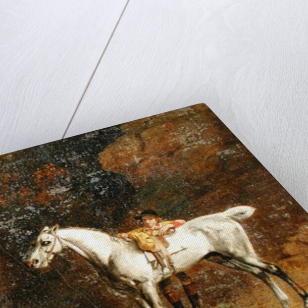 Huntsman with a Grey Hunter and Two Foxhounds: details from the Goodwood 'Hunting' picture, 1760-61 by George Stubbs