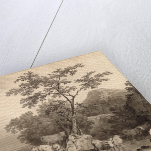 Figures by a stream with cattle watering by Philip James de Loutherbourg