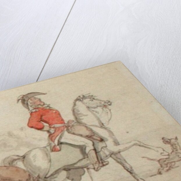 Illustrations for 'The Military Adventures of Johnny Newcome: 'Dashed with his suite for Santarem that night' by John Mitford by Thomas Rowlandson