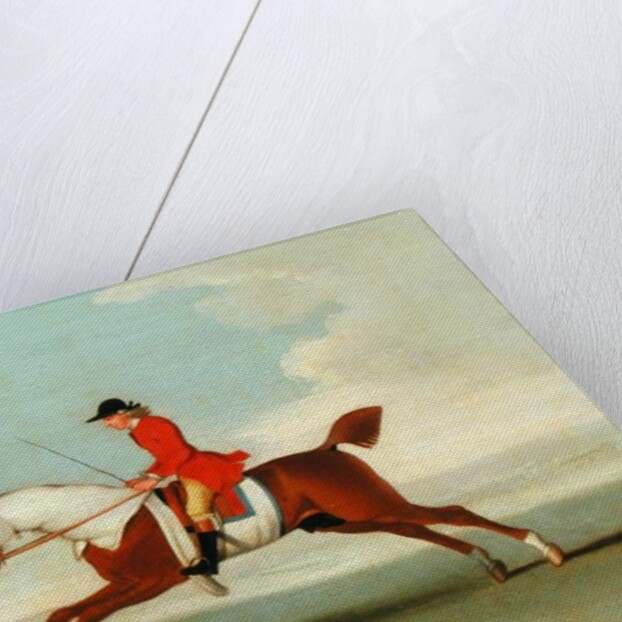 Galloping Racehorse and mounted Jockey in Red by James Seymour