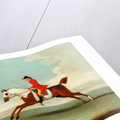 Galloping Racehorse and mounted Jockey in Red by James Seymour